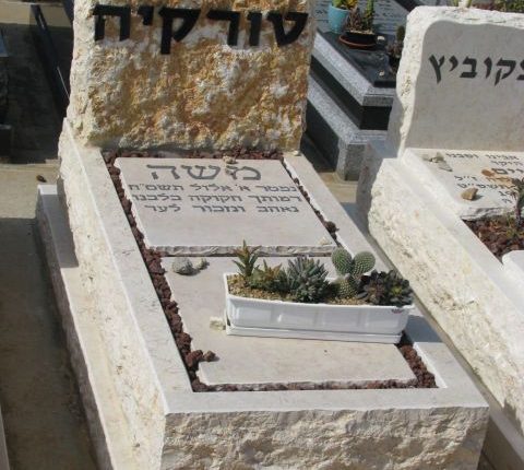 עיצוב מצבה זוגית עם ראש סלע